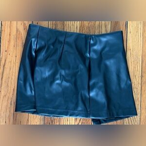 Black Faux Leather Mini Skort